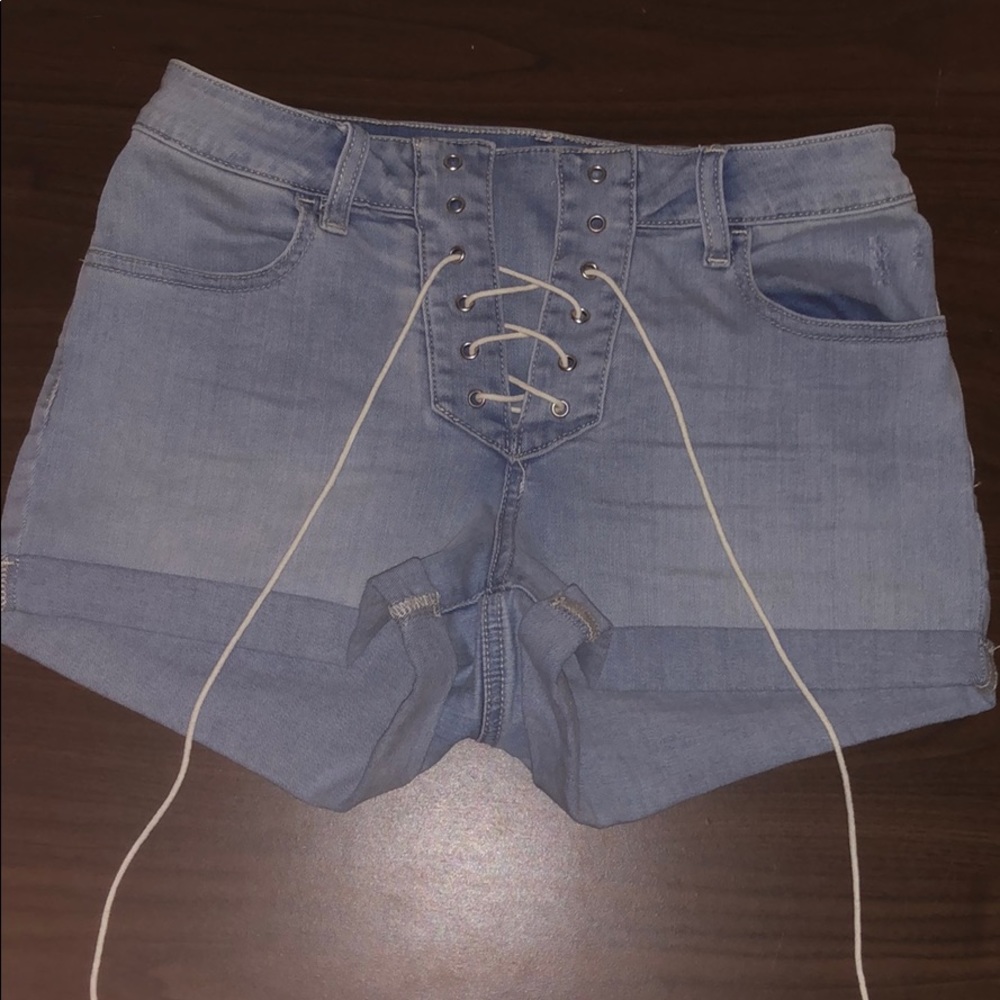 Tie up jean shorts